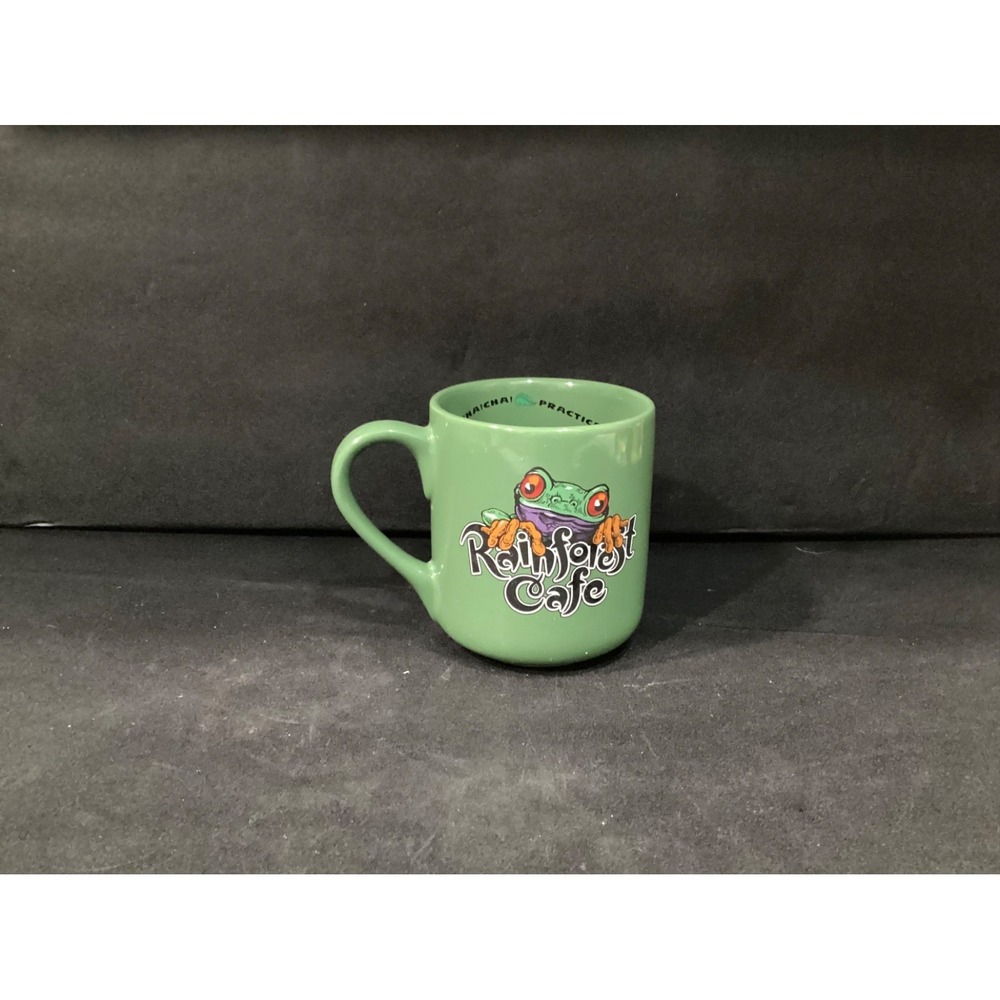 Vintage Rainforest Cafe CHA CHA The Tree Frog Green Coffee Mug Cup 16 Oz